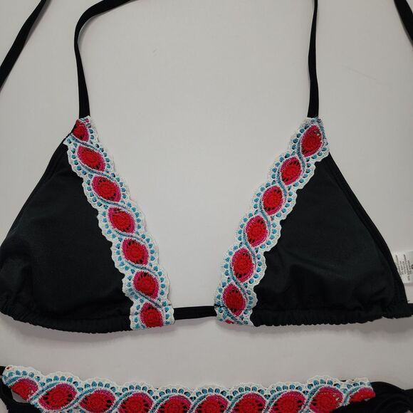 Venus Black Embroidered Triangle Bikini Set - Picture 5 of 9